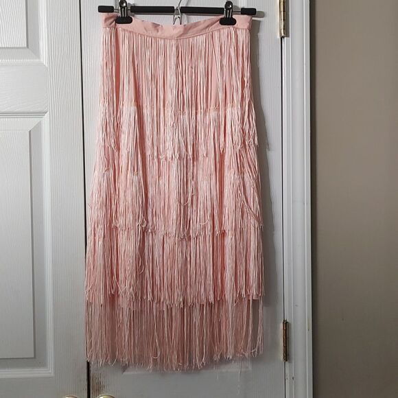 Order Plus peachy pink layered  tassel  rough hem skirt  Sz S - Picture 1 of 5